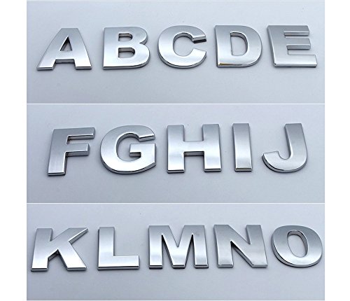 Fangfei 1 Set 36 Pcs Silver Car Logo Auto 3D Emblem Badge Sticker Metal Letters Number (A Set 36 Pcs Silver Letters) #TOP22