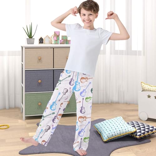 Boy's Pants Guitar Musical Note Jogger Pants Elastic Waist Long Bottoms Trousers with Pockets 6-14 Years4