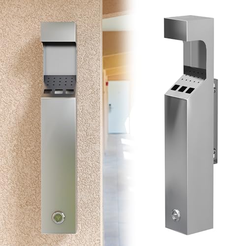 Image of lukar Wall Mounted Trash Can Outdoor, Commercial Trash Bin for Outside, Stainless Steel Garbage Can for Patios Hotels Cafes Offices Restaurants Bars and Public Areas