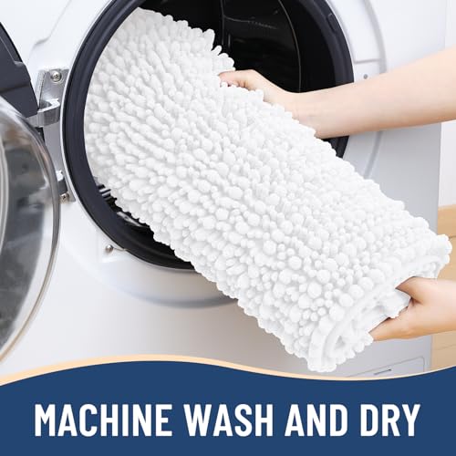 Image of Arotive Luxury Large Bathroom Rugs 40x32, Extra Soft Thick Absorbent Shaggy Chenille Bath Rugs, Machine Wash Dry, Bath Mats for Bathroom Floor, Tub and Shower, Home Decor Accessories, White