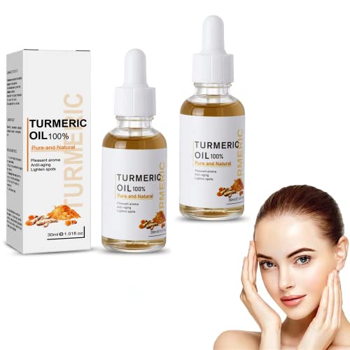 2 Pack Turmeric Dark Spot Corrector Serum, Turmeric Repair Face Serum, Natural Turmeric Bright Skin Dark Spot Skin Care Moisturizing Repair Serum, Turmeric Oil for Face（30ml)