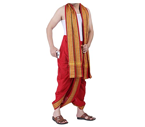 Cotton Men's Panjakejam (Ready to wear) dhoti towel set with pocket- free size.