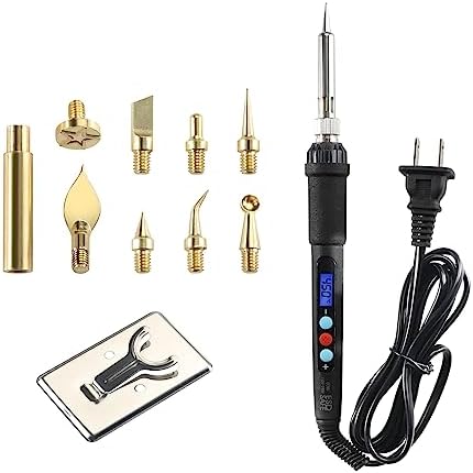 Imdinnogo 3D Printer Accessories Tool Kit Modify Finishing Smoothing Tool Cleaning Needle Scarper: 1Pcs Soldering Iron with 8Pcs Brass Trimming Head 1Pcs Connector Bczamd