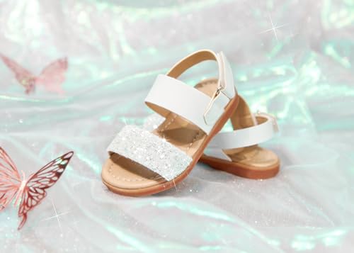 Image of PHIRAMIN Toddler Girl Sandals - Flower Girl Dress Shoes Open Toe Little Kid Flats