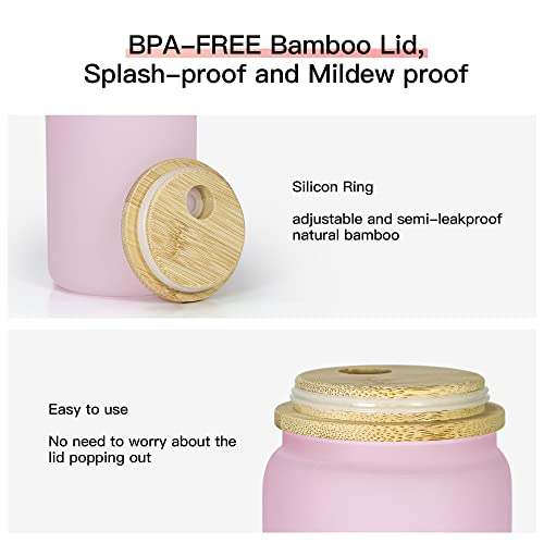 Agh 16Oz Sublimation Glass Cups Color Changing Cups With Bamboo Lids And Straws, 5 Pcs Beer Can Glass Straight Sublimation Glass Tumbler, Bpa-Free Glass Coffee Cups, Can Shaped Glass Cups #TOP4