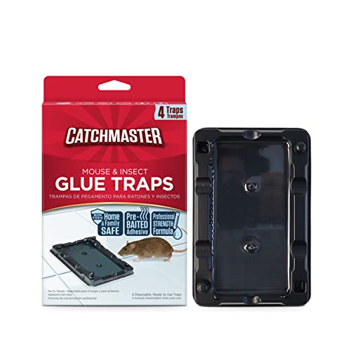 Catchmaster Piège à Souris Collante 12x – Solution Efficace Anti-Rongeurs – Colle Pré-Appâtée – Adhésif Puissant – Attrape Souris Collant pour...