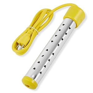 Portable Immersion Water Heater with Stainless Steel Cover, Anti-scalding Bucket Heater, Quick Heating Immersion Heater for Indoor & Outdoor (1 Pcs, Yellow)