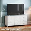 Huuger 9 Drawer Dresser, 47 Inch TV Stand for 50, 55 Inch TV, Entertainment Center with Drawers, Fabric Dresser Chest of Drawer for Bedroom, Closet, PU Leather Surface, White