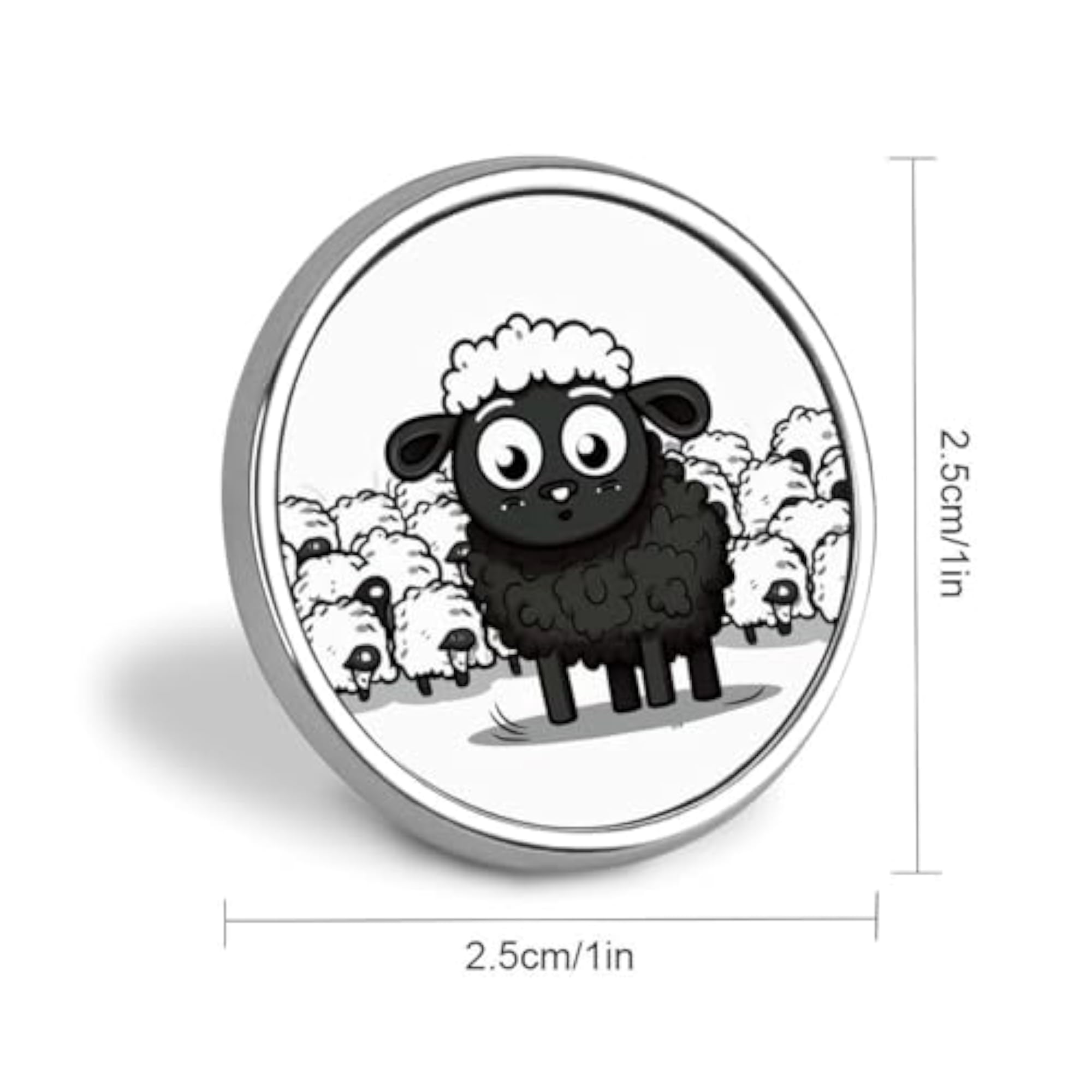 Cartoon Black White Sheep Brooch, Cute Lapel Pin Gift