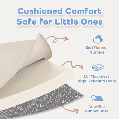 Image of 1.5 inch Thick Padded Baby Play Mat for Floor Tummy Time, Pro Soft Foam Activity Playroom Playmats, Easy Care with Non-Slip Safe for Infant Toddlers Crawling 79 inchx 158 inch (Beige)