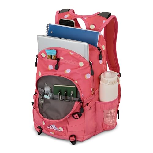 Image of High Sierra Loop Backpack, Travel, or Work Bookbag with tablet sleeve, One Size, POLKA DOTS /THRIFT PINK