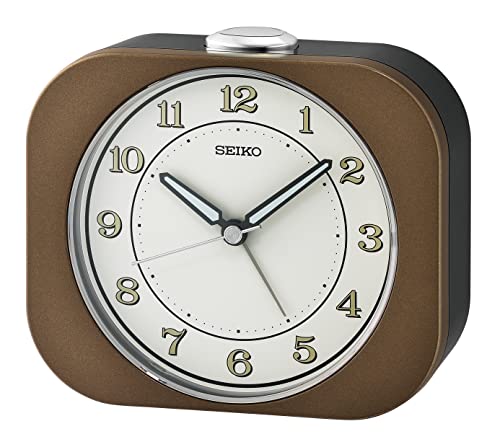 Seiko QHE195B Alarm Clock, Brown, Rectangular