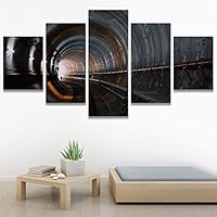 SIGNWIN 5 Panel Canvas Wall Art Abstract Architecture Modern Artwork for Home Decorations Ready to Hang - 60
