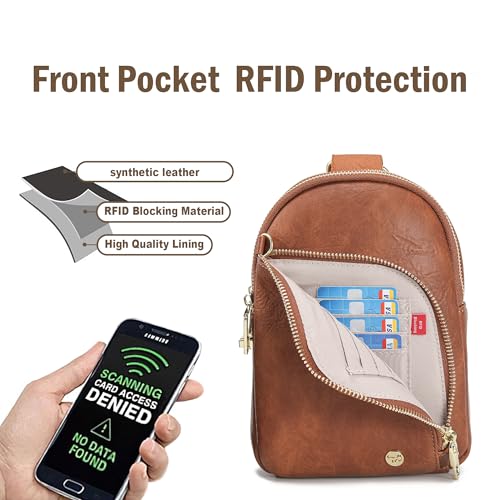 Image of INICAT Travel Sling Bag, Anti Theft Crossbody Bag for Women | RFID Blocking, 8 Card Slots, Back Zippered Pocket, Metal Zippers,Switchable Strap