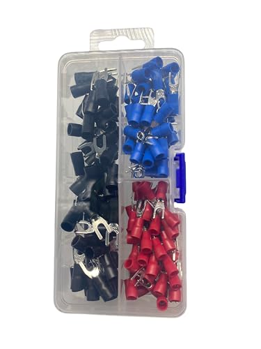 Sikluovkai 150PCS Mix-Filling Insulated Fork Terminal Connectors for 22-12 Gauge AWG Wire, Crimp Terminals Electrical Connectors Spade Terminals for Car Boat Marine Audio Wiring (22-12)