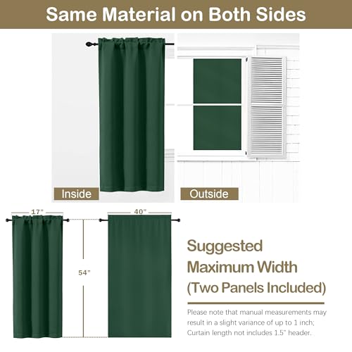 Image of Christmas Green Short Blackout Curtains for Bedroom 54 Inches Long 2 Panels, Modern Window Treatments Thermal Insulated Curtains for Living Room, Rod Pocket Blackout Drapes, 2x40Wx54L Inches