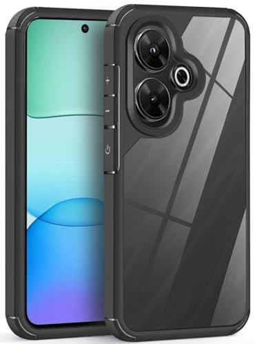 Image of SHINESTAR Ultra Slim Clear Back Cover for Redmi 13 5G, Transparent Hybrid Hard Shell Plastic & Soft Silicone Rubber Bumper, Non-Yellow Acrylic Protective Cover for Redmi 13 5G - Black