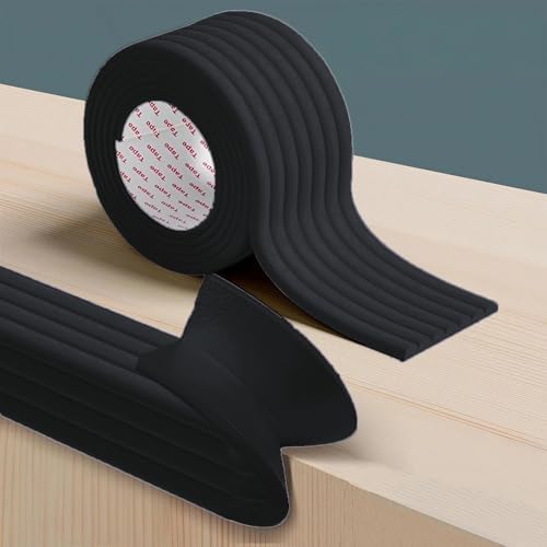 Edge Protector for Baby Desk Edge Cushion Extra-Wide Soft Rubber Foam Padding Baby Proofing Edge Corner Protectors Self Adhesive Furniture Corner Guard Bumper for Table 6.5ft Black