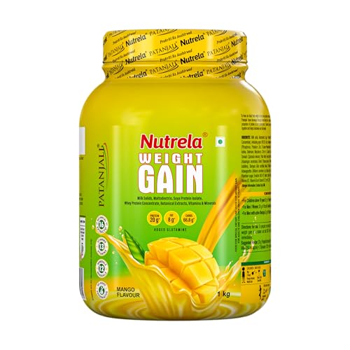 Image of NUTRELA Weight Gainer Powder| 1Kg Mango Flavour | High-Calorie Mass Gainer With Vitamins & Khandsari Sugar | Ideal For Men & Women