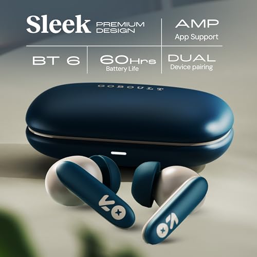 Image of GOBOULT Y1 v2.0 Ear Buds Wireless with 60H Playtime, Zen Quad Mic ENC, 45ms Low Latency, Touch Contorl, Dual Device Pairing, Bluetooth 6.0, 13mm Bass Driver Earbud TWS Wireless Earphone (Blue Teal)