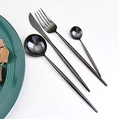 Ensemble de couverts noir et argent 30 pièces, cadeau idéal - 6