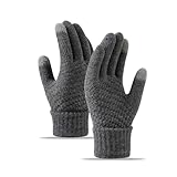 fdsmall Winter Touch Screen GlovesThermal Gloves Womens Ladies Thickened Knitted Gloves Gloves with Non-Slip Palm Pad Mittens Soft Warm Gloves for Winter Outdoor Driving Running Cycling (Grey)