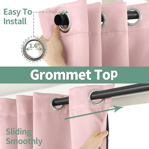 QUEMAS Pink Blackout Curtains for Kids Bedroom 72 Inch Length, Thermal Insulated 100% Light Blocking Soundproof Grommet Thick Window Curtains for Baby Nursery, 2 Panels, Each 52 Inch Wide - Image 5