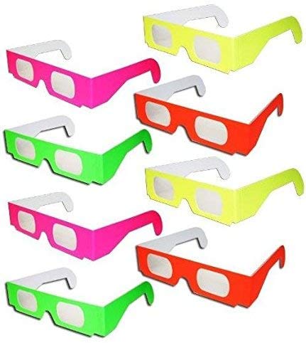 Akiimy 100 Packs 3D Fireworks Glasss Firworks 3D Paper Glasses Rainbow Diffraction 3D Glasses - Folded & Sleeved #TOP2