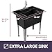 Standing Utility Sink with Steel Legs and Goose Neck Faucet – 32” Utility Sinks for Laundry Room, Garage, Garden, Basement – Noah William Home Indoor and Outdoor Basement Wash Tub (BLACK)