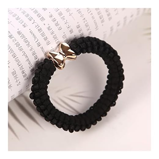 LSXLSD 4 st tjock hästsvans hår slips elastiskt gummiband för flickor guld rosett hårband för kvinnor mode tillbehör tuggummi (färg: 4 st svart)