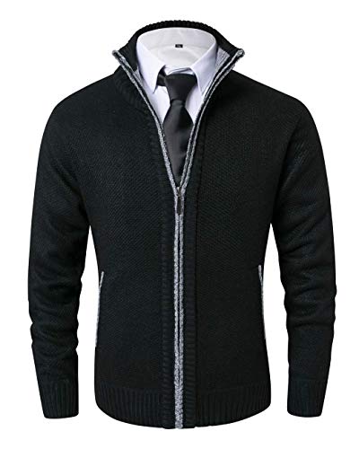 Image of Vcansion Men's Classic Cardigan Sweaters Stand Collar Slim Fit Casual Knitted Sweater