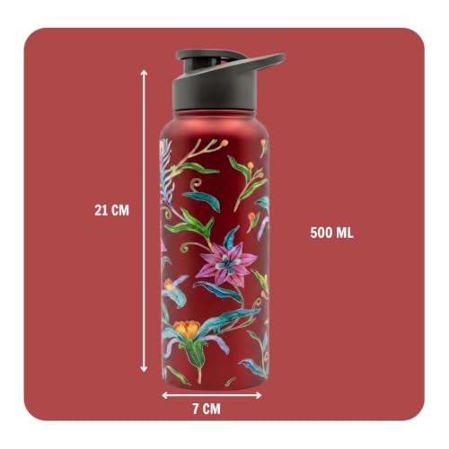 Image of VOIK Printed Stainless Steel Water Bottles for Kids, Office, Sports & Travel (750 ML) (Floral-Sipper)