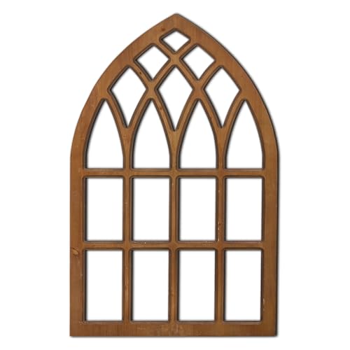 Sintosin Farmhouse Window Frames for Wall Decor Living Room 20 x 32 inch, Hanging Distressed Rustic Arched Wood Window Frame Bedroom Wall Decor Above Bed, Wall Panels for Interior Wall Decor