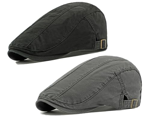 Image of Cotton Newsboy Cap for Men Flat Hats Adjustable Ivy Gatsby Driving Hat Cap