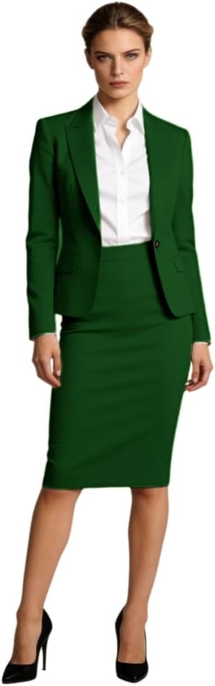 Womens Blazer Pencil Skirt Suits Set 2 Piece Outfits Tuxedos Business Office Prom Wedding