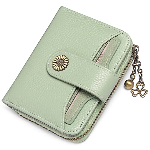 Image of GOIACII RFID Women's Wallet Cute Small Credit Card Holder Ladies Coin Pouch Leather Light Green