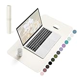 YSAGi Schreibtischunterlage, Mauspad mit Leder und Rutchfeste Wildleder, Multifunktionales Office Mousepad Laptop Schreibunterlage, Tisch-Schutz Unterlage für Büro/Home-Office (Creme, 60x35cm)