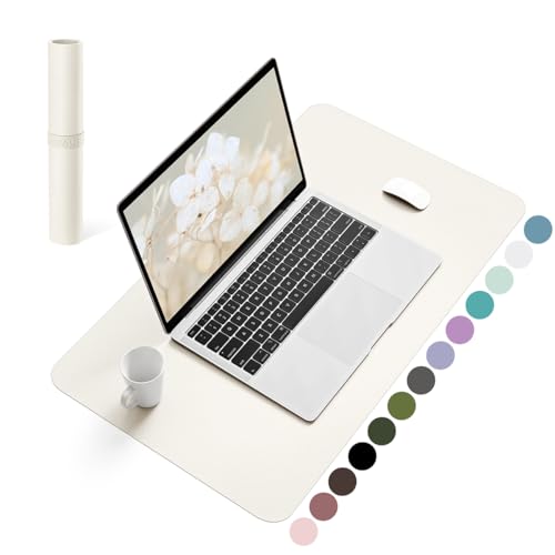 Image of YSAGi Non-Slip Leather Desk Pad, Desk Matt for Desktop, Waterproof Laptop Computer Keyboard Mat, Table Protector Blotter Mat, Large Mouse Pad for Office /Work /Home /Decor(Cream, 23.6 inch x 13.7 inch)