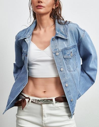 Kedera Women Casual Button Down Denim Jacket Long Sleeve Oversized Jean Jacket Fall Winter Trendy 2025 Fashion Coat3