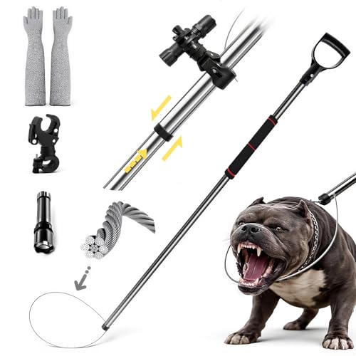 Animal Catch Pole Control Tool – 60-92 Adjustable Noose Pole Animal Control Kit for Dogs, Feral Cats & Medium Wildlife Handling with Safety Accessories