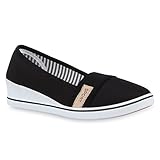  Damen Keilpumps Wedges Canvas Pumps Keilabsatz Schuhe 116624 Schwarz 38 Flandell