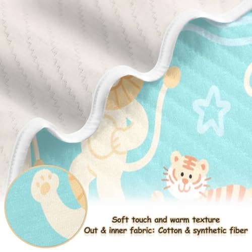 Custom Cute Animal Giraffe Tigers Star Yellow Blue Receiving Blankets Breathable Personal Tigers Blankets for Newborns, Infants, & Toddlers 30x40in cobijas para ni?os2