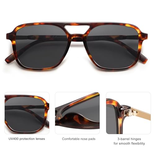 Image of SOJOS Retro Aviator Sunglasses for Women Men,Trendy Rectangle Womens Mens Shades Sun Glasses SJ2202