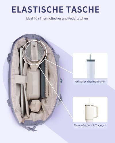 Torebka damska, 20 l, duża, pikowana, torba na zakupy z kieszenią na laptopa (15,6″) i uchwytem na napoje (1,18 l), idealna do biura, szkoły, na podróż, na zakupy (zgłoszona patent)