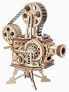 ROKR Vitascope Wooden Puzzle, Mechanical Model Building Kits, Engineering Model Construction Kit, Hand-Generator Classic Movie Projector, Christmas Birthday Gifts For Teens and Adults