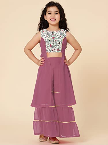 Image of A.T.U.N. (ALL THINGS UBER NICE) Girls Ethnic Indo-Western Embroidered Sharara Set