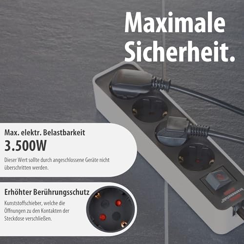 Brennenstuhl Ecolor Steckdosenleiste 4-Fach (Mehrfachsteckdose mit Schalter und 1,5m Kabel) schwarz/weiß
