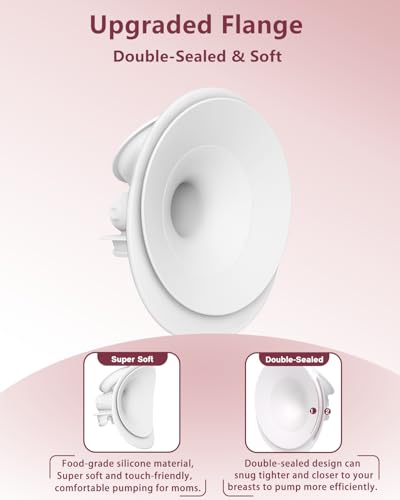 Image of 2pc M9 Upgraded Double-Sealed Flange 24mm Only Compatible with Momcozy Upgraded Mobile Flow M9, 24mm Flange, BPA Free, Comfort Pumping, Not Mom Cozy Original Parts, 2pcs-24mm