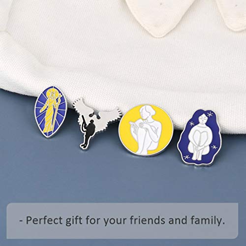 KESYOO Broche de Liga de 4 Peças Broche de Desenho de Deusa Estátua de Deus Peitoral Vintage Anjo Pe