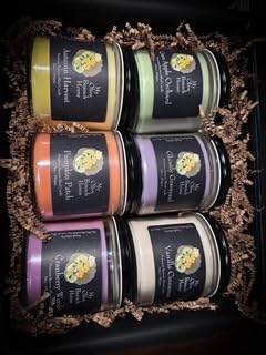 Autumn Collection Premium Beeswax Blend Candles; 6 Pack Set; Cran Apple, Pumpkin Patch, Vanilla Cinnamon, Ghostly Graveyard, Cranberry Woods, Autumn Harvest
